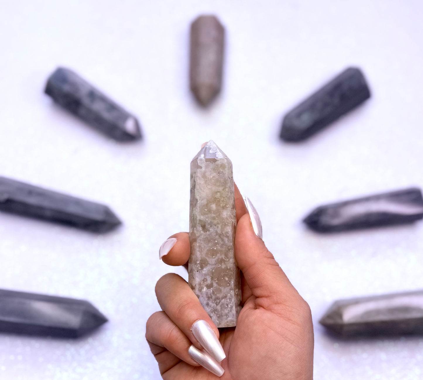 Flower Agate Point Generator Tower 75g #2