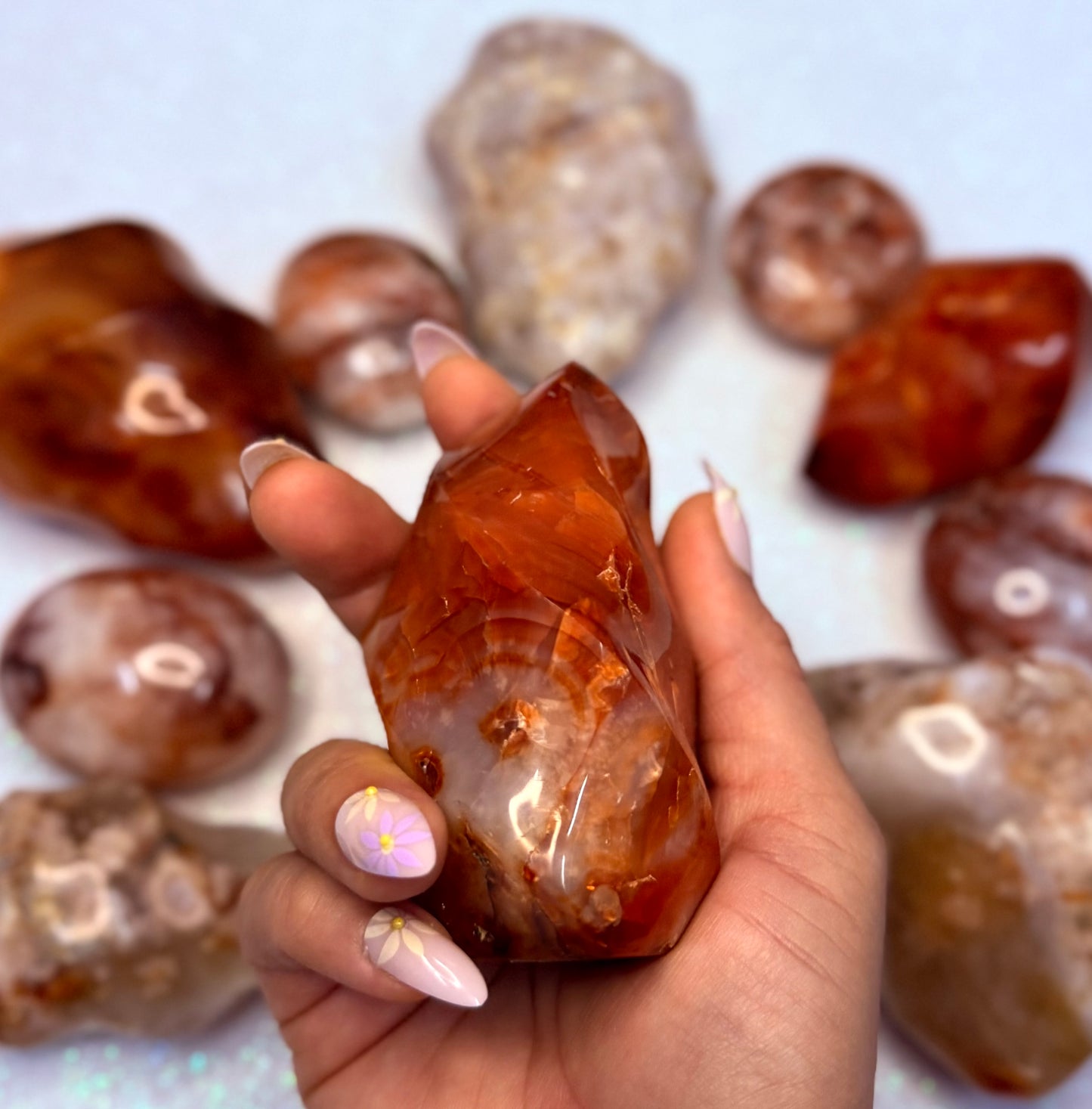 Carnelian Flame Freeform Crystal Tower ‘Chloe’ 263g