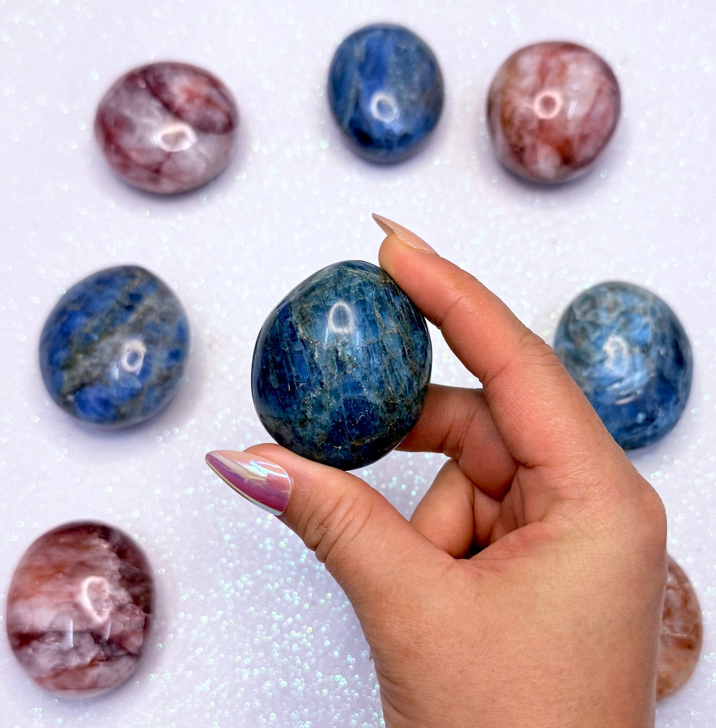 Blue Apatite Palm Stone 101g #1