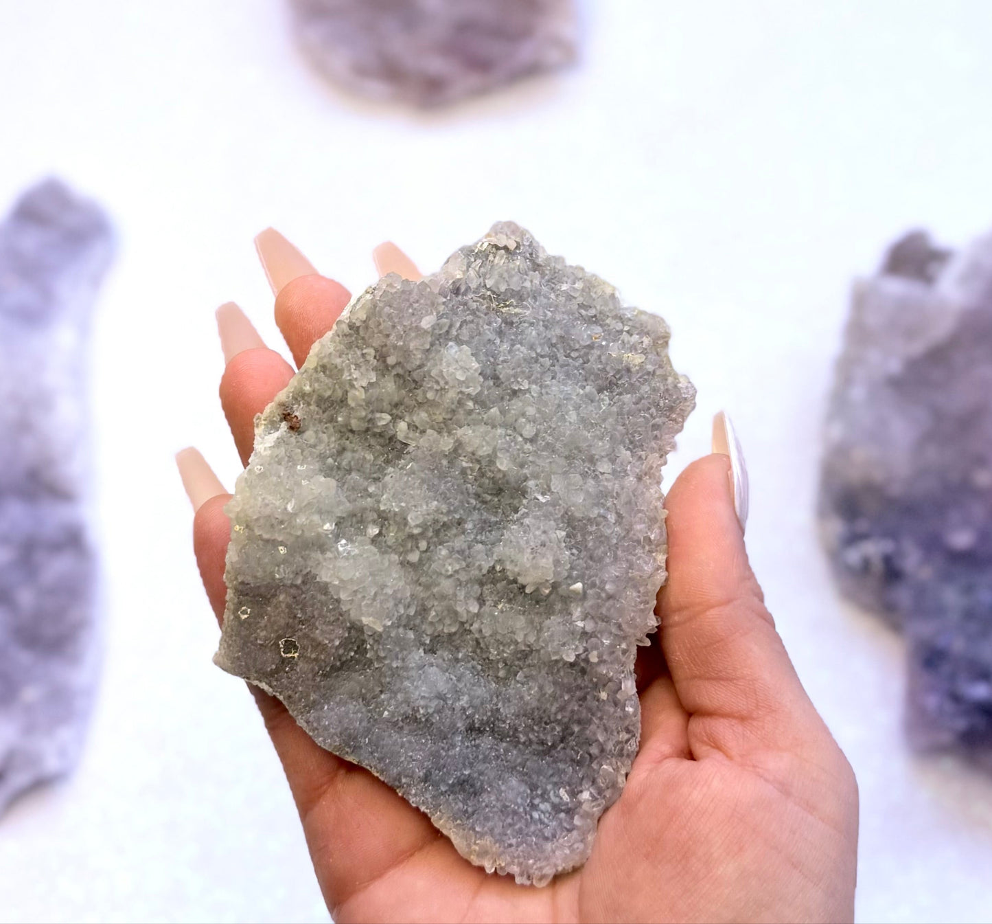 Amethyst Flower with Zeolite Cluster Slice Slab from Madagascar 140g 'Aurora'