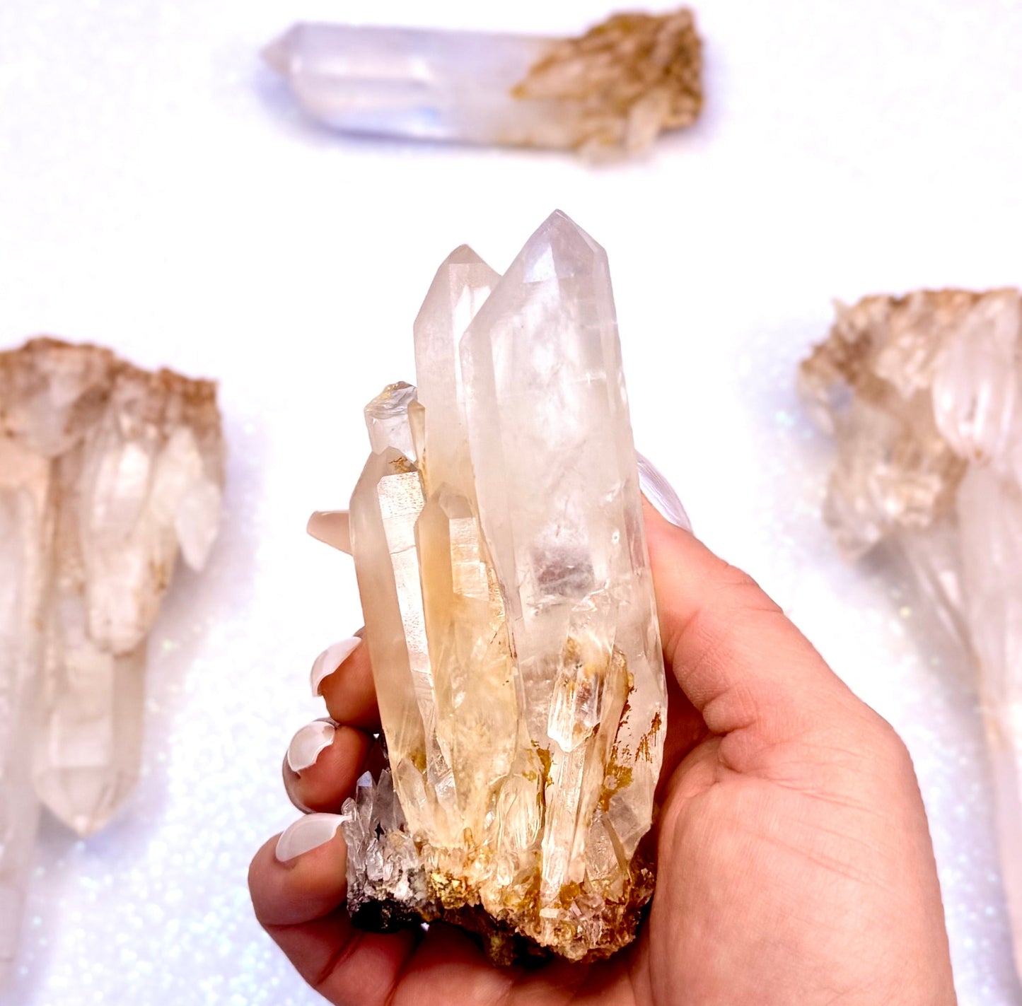 Himalayan Cathedral Clear Golden Quartz Cluster “Haven” 238g