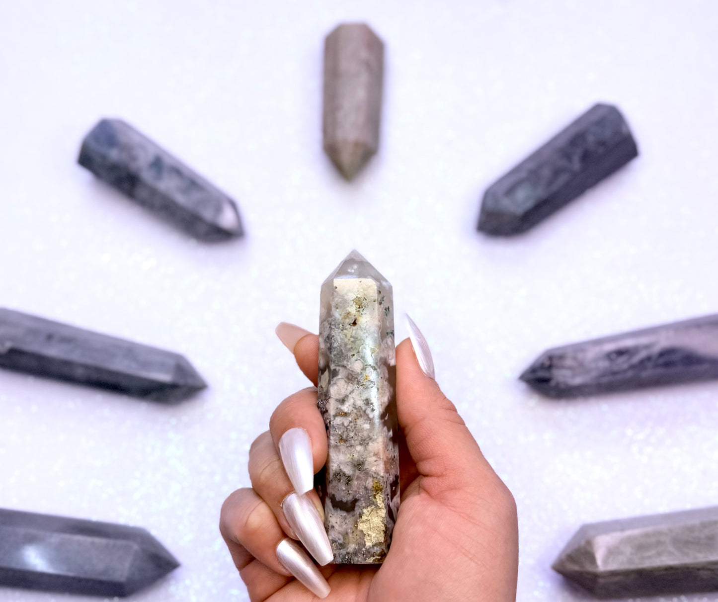 Flower Agate Point Generator Tower 80g #7