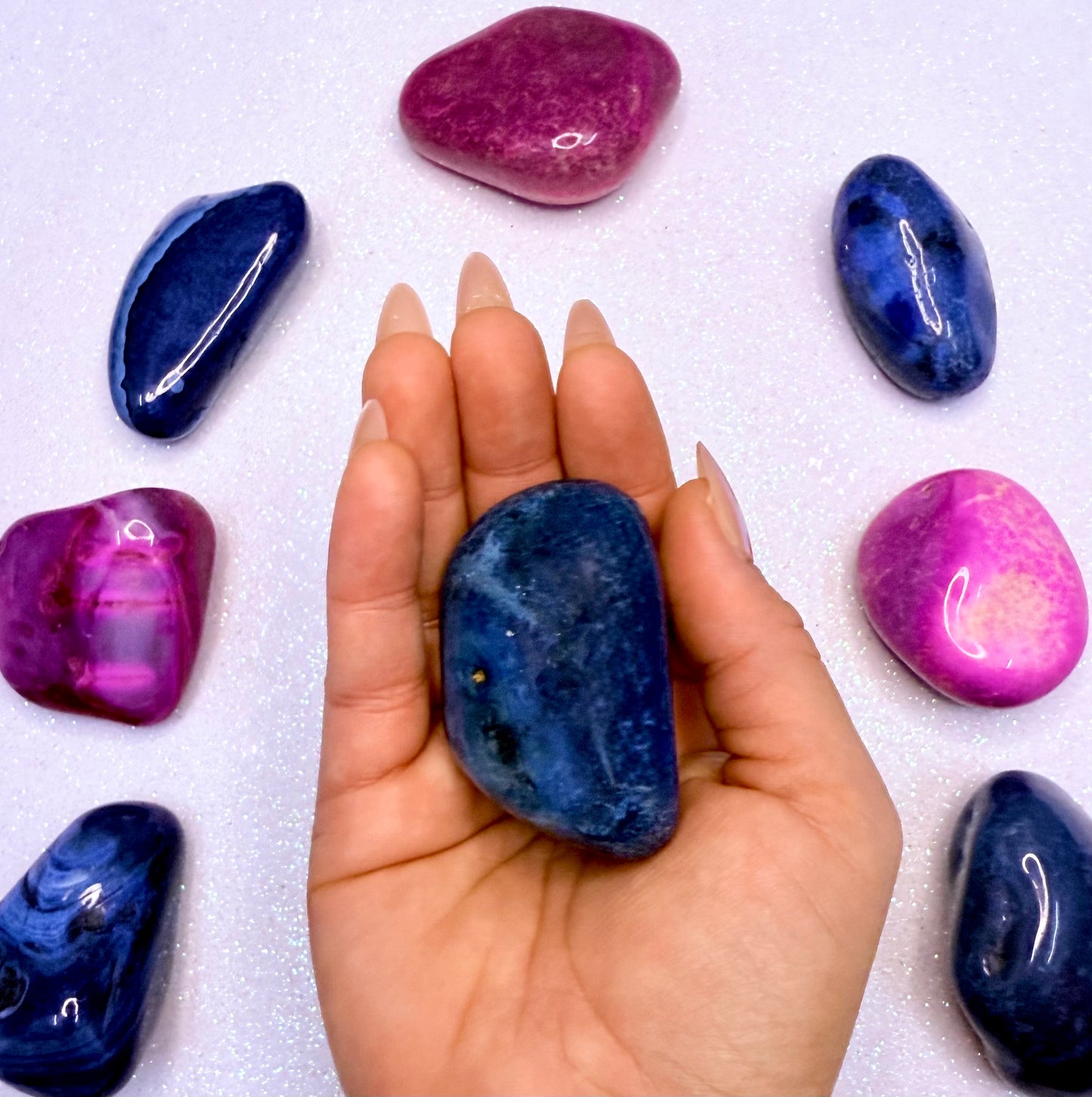 Blue Agate Dyed Palm Stone #5