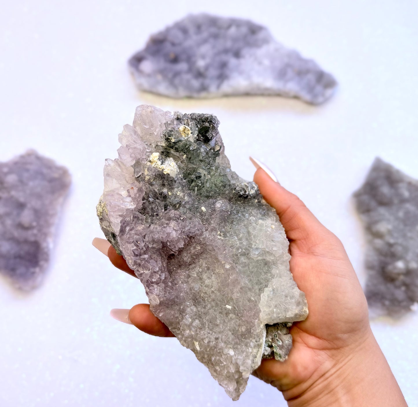 Amethyst Flower with Zeolite Cluster Slice Slab from Madagascar 374g 'Angelica'