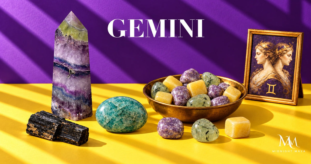 Midnight Maya Gemini crystal collection