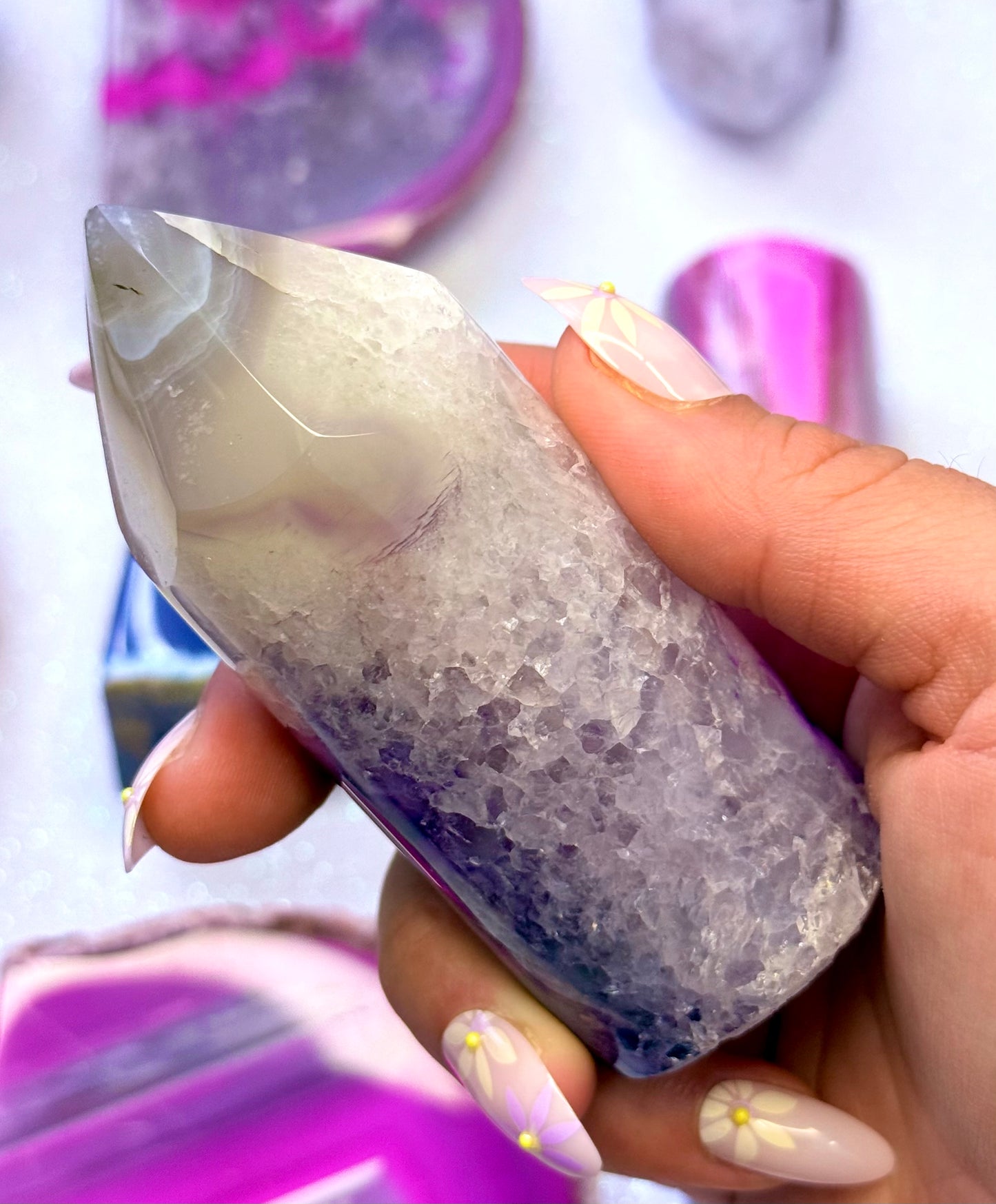 Purple Agate Point Tower Generator Natural Dyed Crystal ‘Peta’ 219g