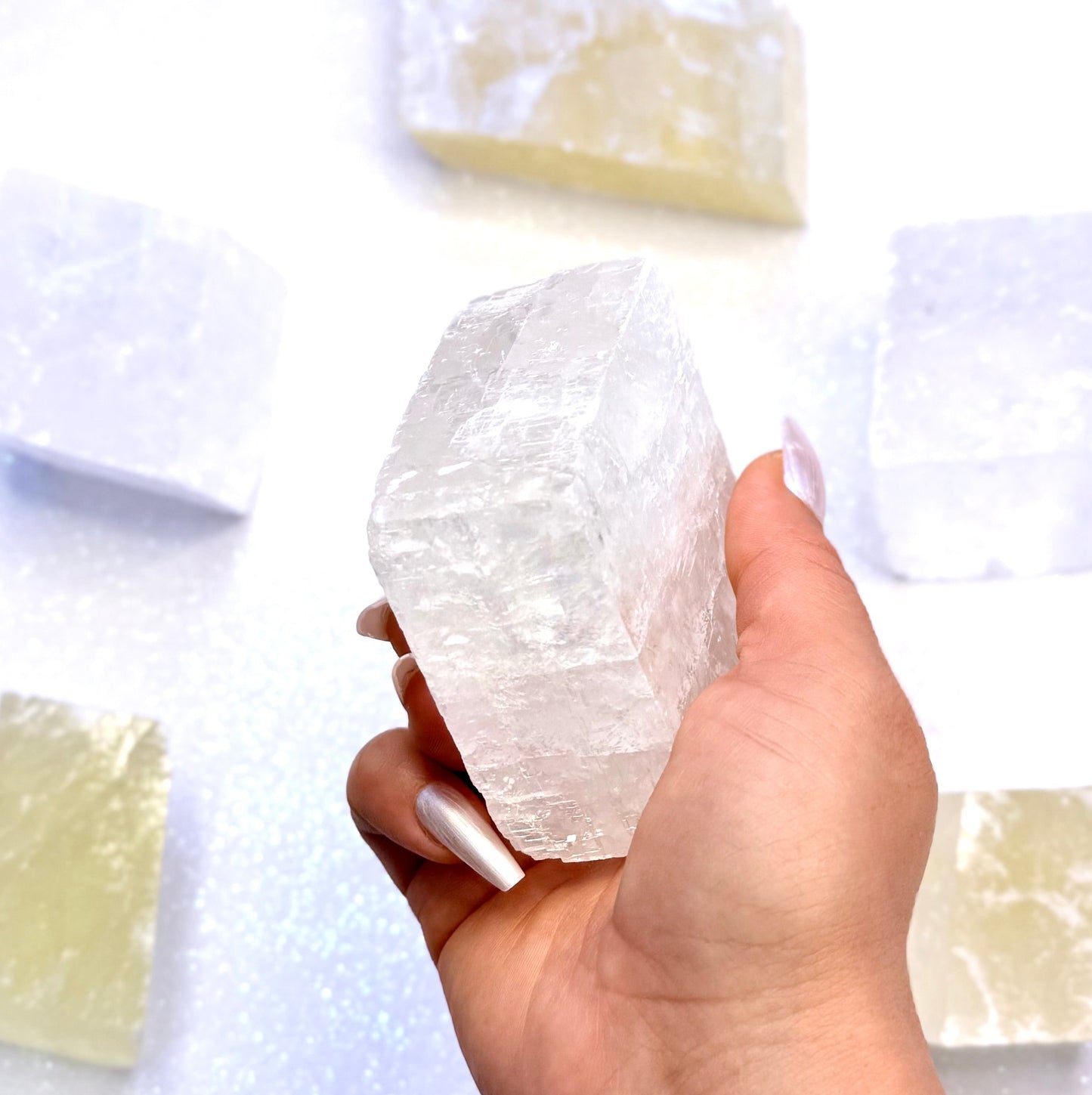 Clear Iceland Spar Optical Calcite Raw Crystal Slab #4 300g
