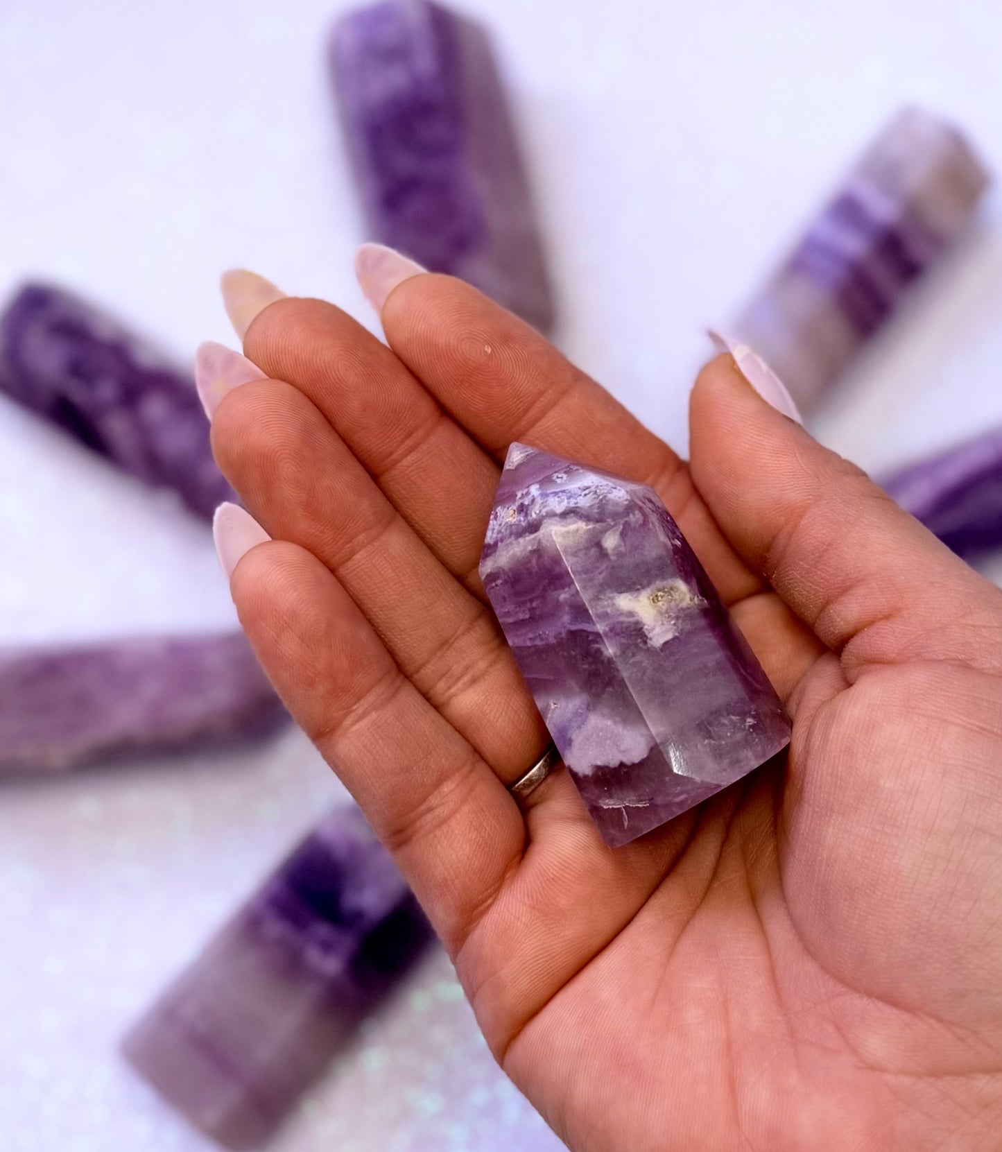 Rare Purple Silk Fluorite Point Tower 60g #2