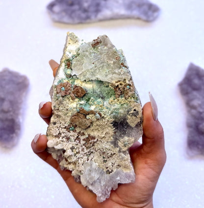 Amethyst Flower with Zeolite Cluster Slice Slab from Madagascar 374g 'Angelica'