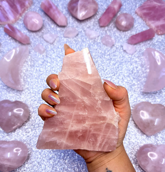 Rose Quartz Polished Slab Slice Crystal - 243g