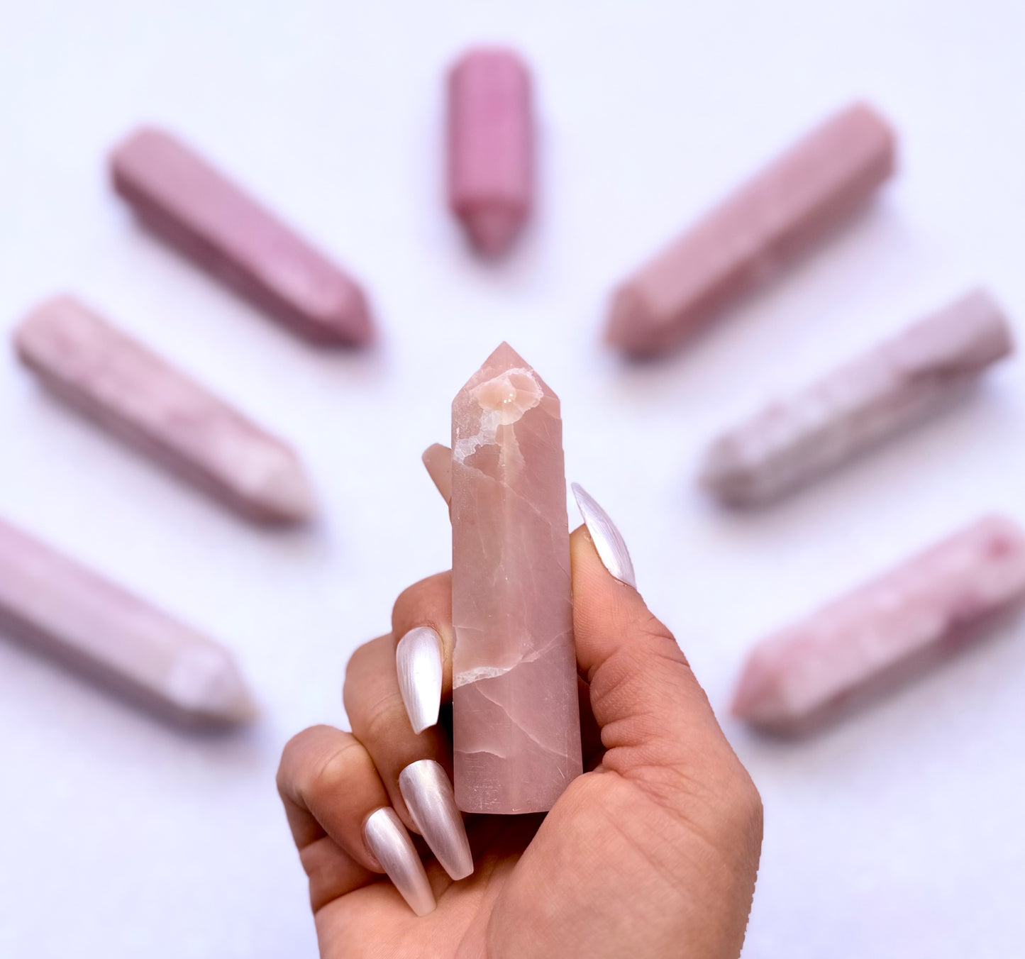Pink Peruvian Opal Point Generator Tower 77g #7