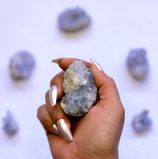 Celestite Cluster Egg 144g #2