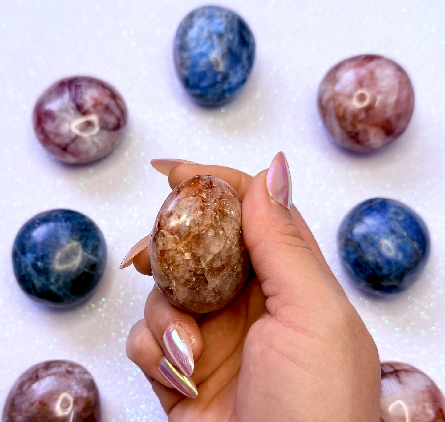Fire Hematoid Quartz Palm Stone 87g #8