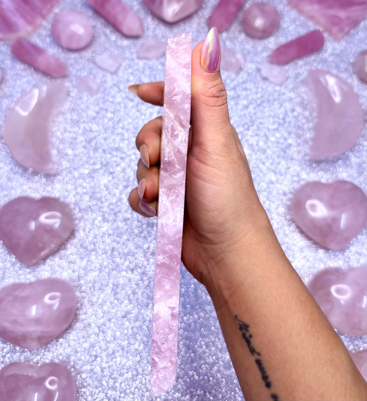 Rose Quartz Polished Slab Slice Crystal - 0.503kg