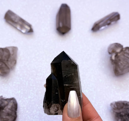 Smoky Quartz Raw Point Generator Standing Tower 101g #2