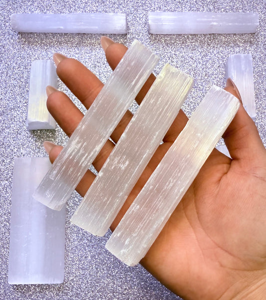 Selenite Raw Crystal Charging Stick - Long Medium