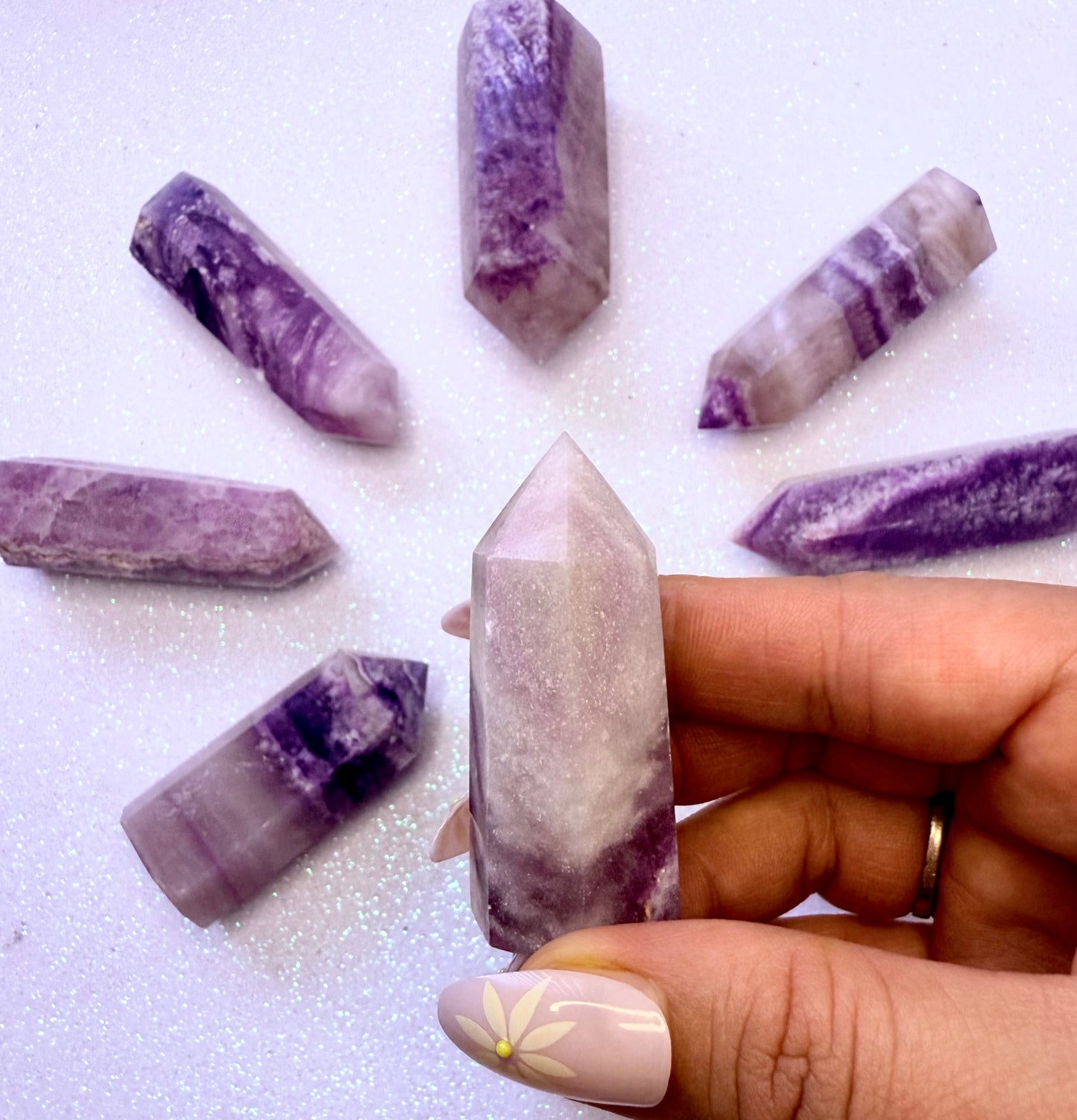 Rare Purple Silk Fluorite Point Tower 47g