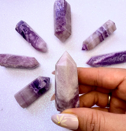 Rare Purple Silk Fluorite Point Tower 47g