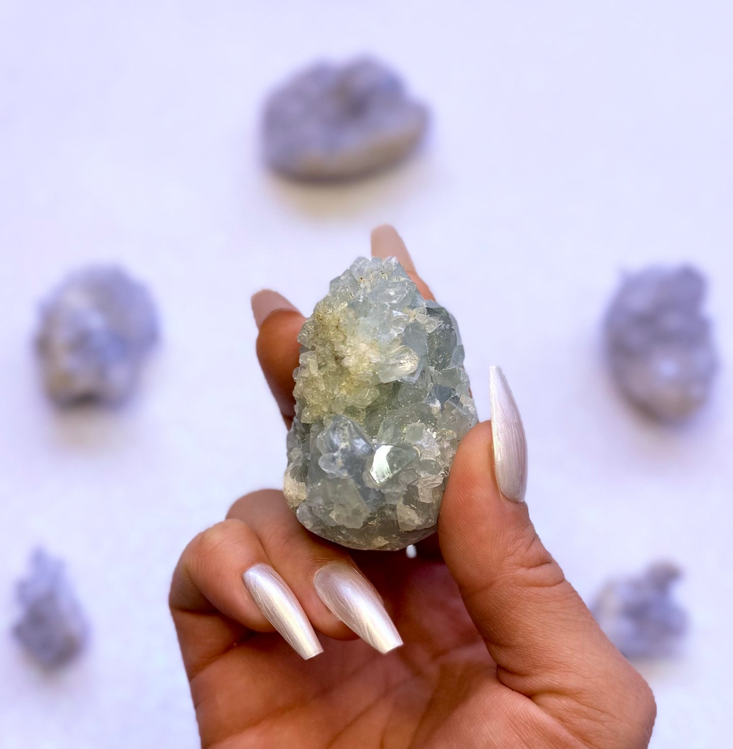 Celestite Cluster Egg 144g #2