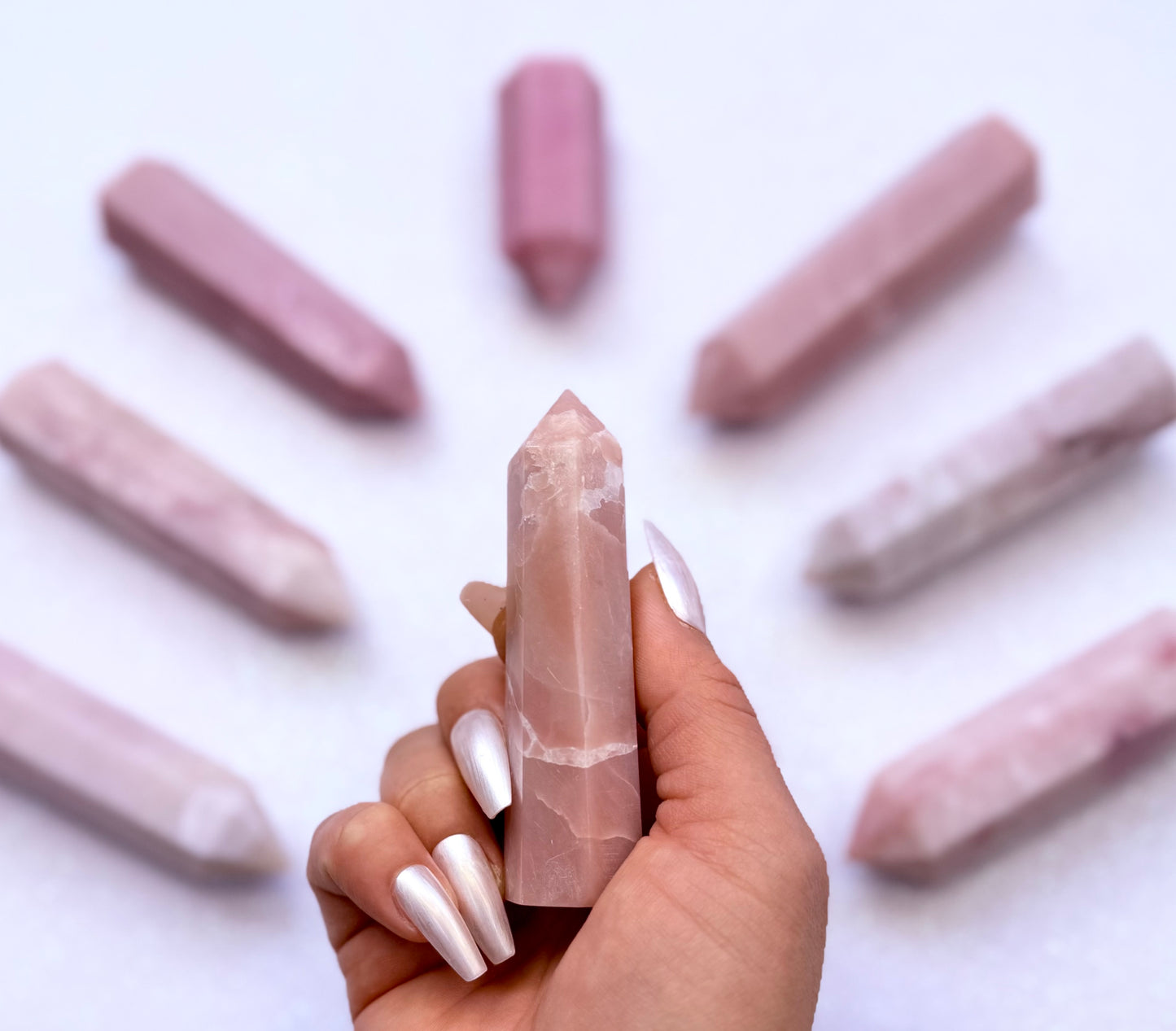 Pink Peruvian Opal Point Generator Tower 77g #7
