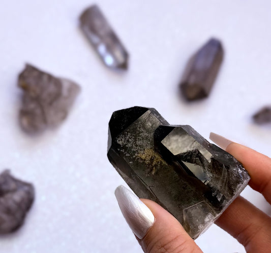 Smoky Quartz Raw Point Generator Standing Tower From Australia 101g #2