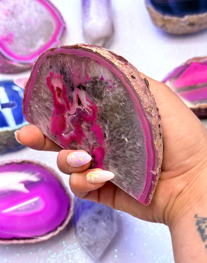 Pink Australian Agate Basecut Freeform Standing Tower Dyed Crystal ‘Petra’ 360g