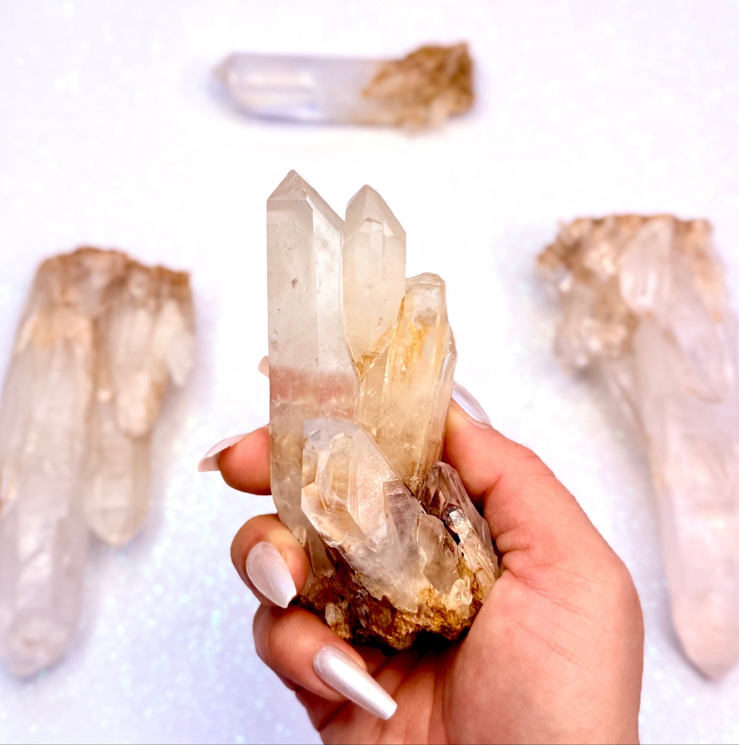Himalayan Cathedral Clear Golden Quartz Cluster “Haven” 238g