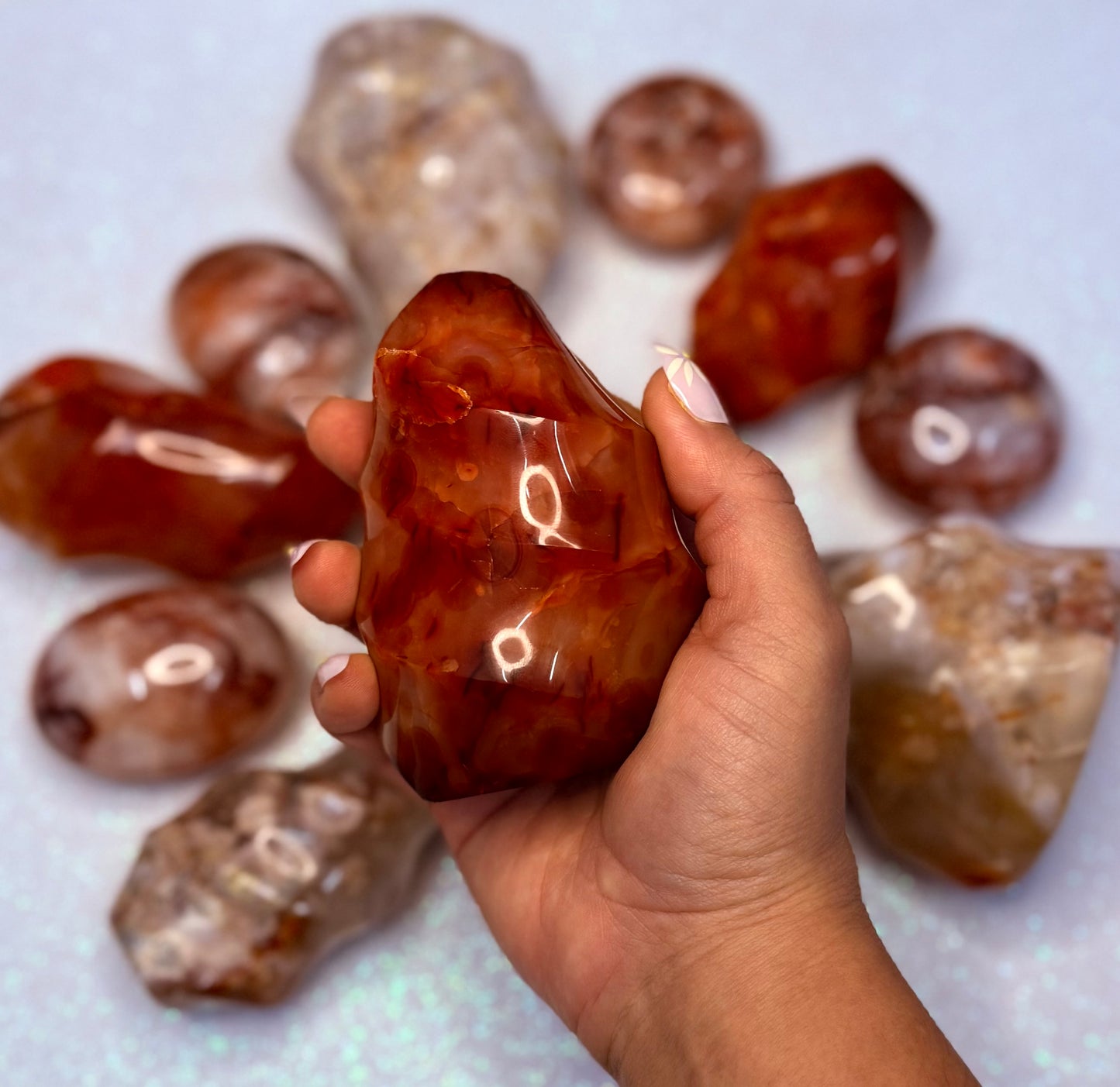 Carnelian Flame Freeform Crystal Tower ‘Charlie’ 423g