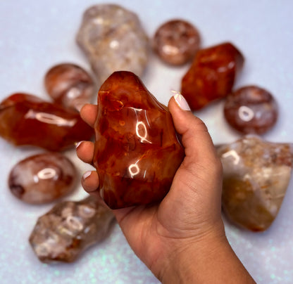 Carnelian Flame Freeform Crystal Tower ‘Charlie’ 423g