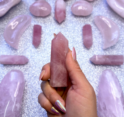 Rose Quartz Point Generator Crystal Tower - 100g