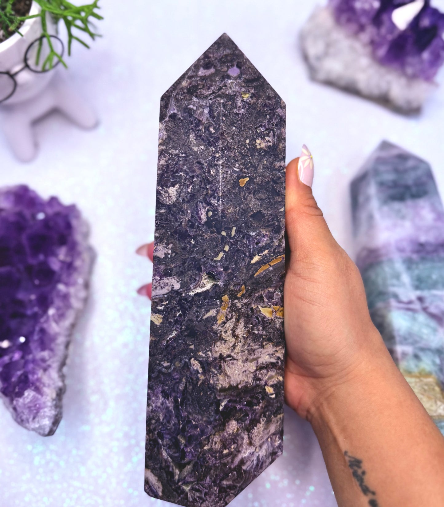 Charoite Point Tower Crystal Generator ‘Charlotte’ 2.06kg