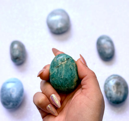 Amazonite Palm Stone with Black Tourmaline Inclusions #11