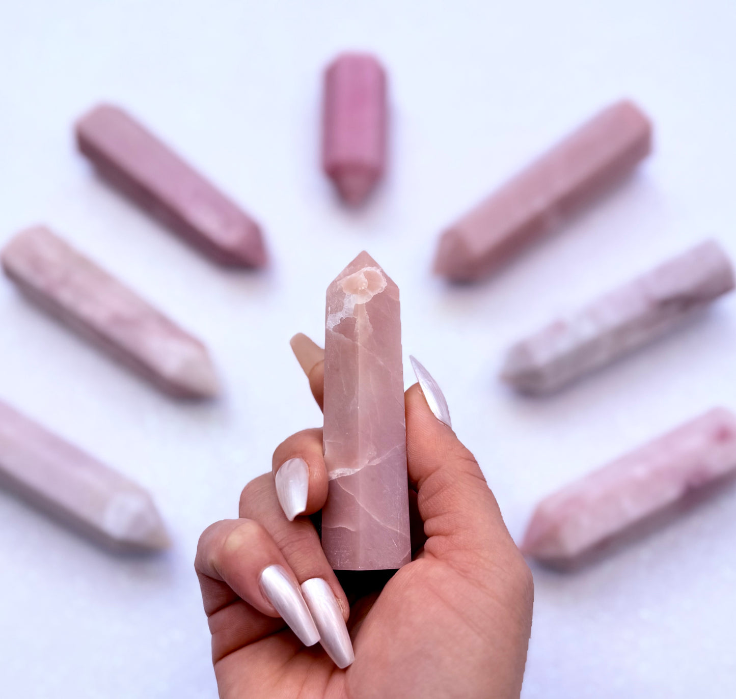 Pink Peruvian Opal Point Generator Tower 77g #7