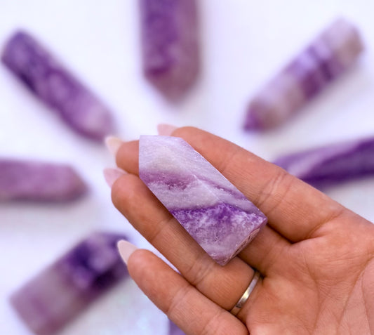 Rare Purple Silk Fluorite Point Tower 47g