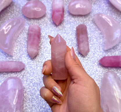 Rose Quartz Point Generator Crystal Tower - 63g