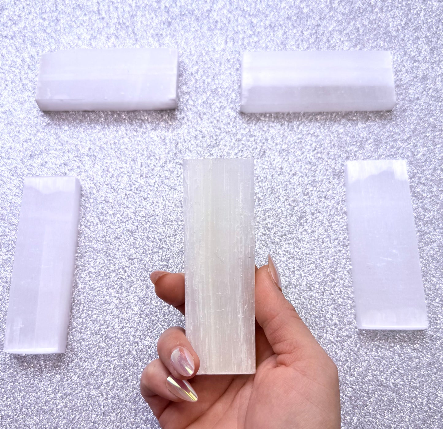 Selenite Polished Raw Rectangle Charging Plate - Large