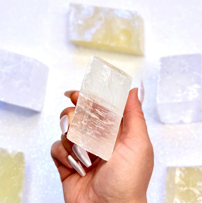 Clear Iceland Spar Optical Calcite Raw Crystal Slab #2 291g