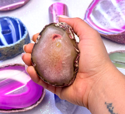 Pink Agate Basecut Freeform Standing Generator Tower Dyed Crystal ‘Phoenix’ 314g