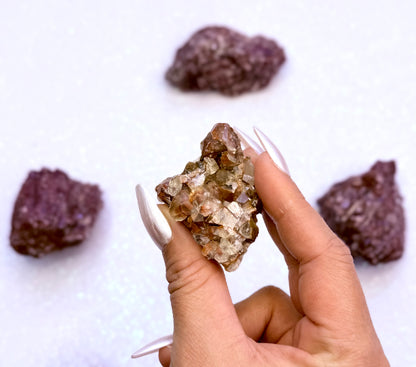 Rare Red, White and Brown Calcite Cluster From Mexico 57g #4