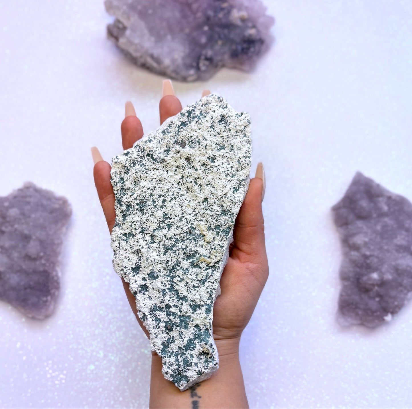 Amethyst Flower with Zeolite Cluster Slice Slab from Madagascar 247g 'Adriana'