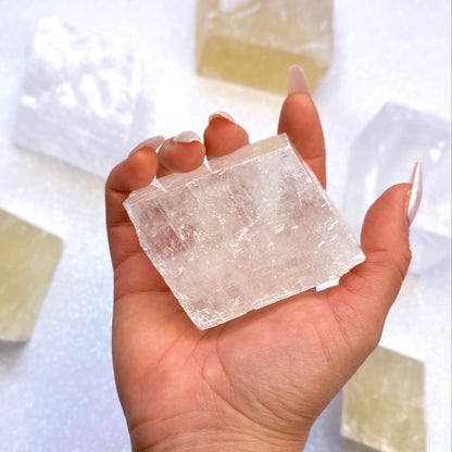 Clear Iceland Spar Optical Calcite Raw Crystal Slab #3 295g