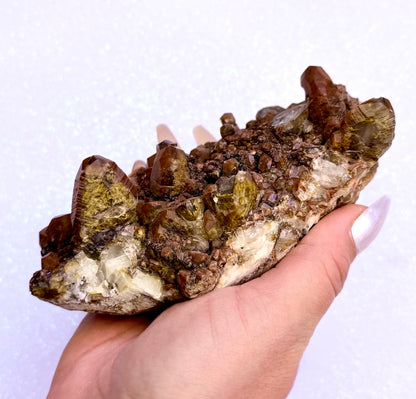 Rare Red, White, Brown and Lemon Calcite Dogtooth Cluster From Mexico 0.517kg #3