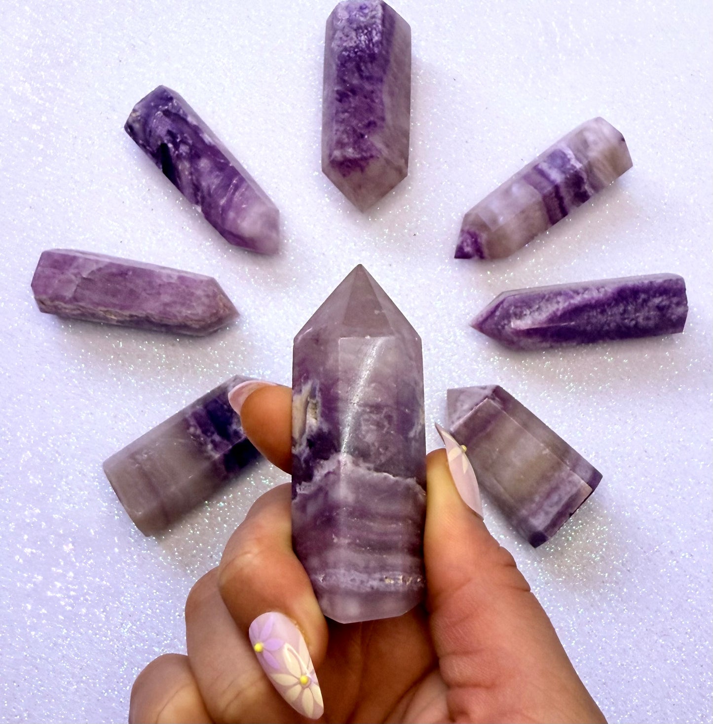Rare Purple Silk Fluorite Point Tower 81g