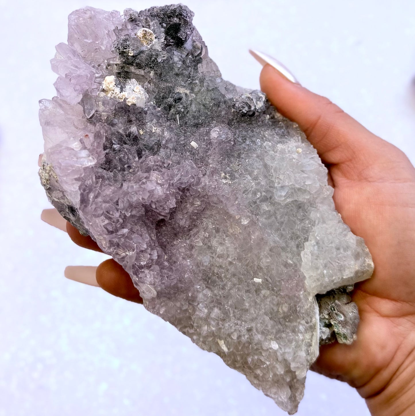 Amethyst Flower with Zeolite Cluster Slice Slab from Madagascar 374g 'Angelica'