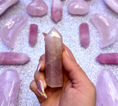 Rose Quartz Point Generator Crystal Tower - 91g