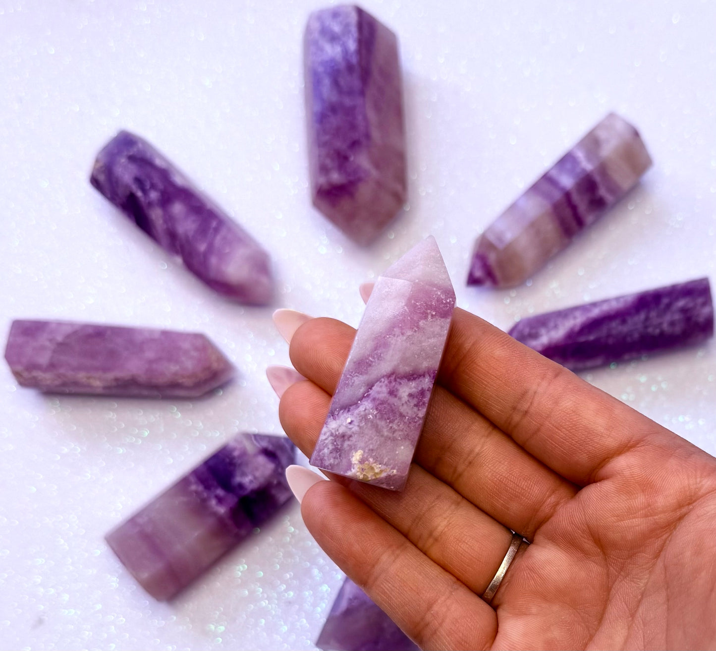 Rare Purple Silk Fluorite Point Tower 47g