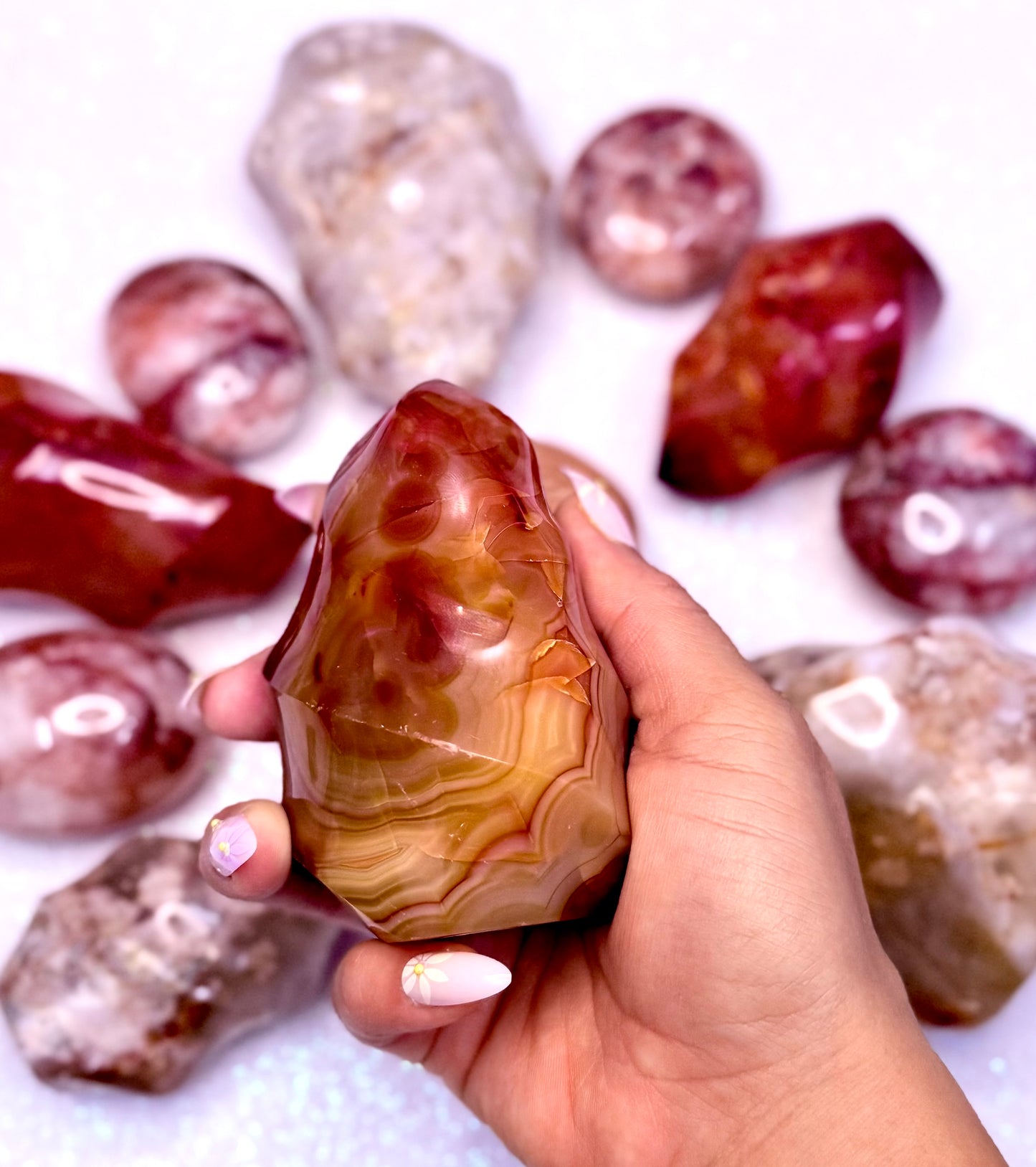 Carnelian Flame Freeform Crystal Tower ‘Charlie’ 423g