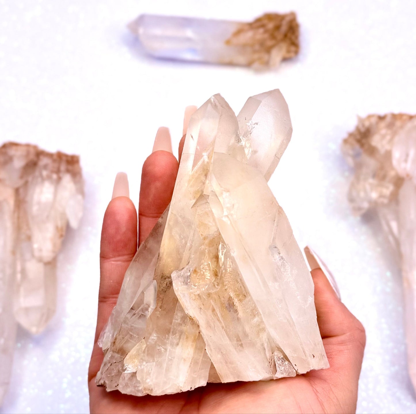 Himalayan Cathedral Clear Golden Quartz Standing Cluster "Hendrix" 400g
