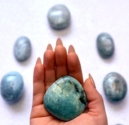 Amazonite Palm Stone with Black Tourmaline Inclusions #12