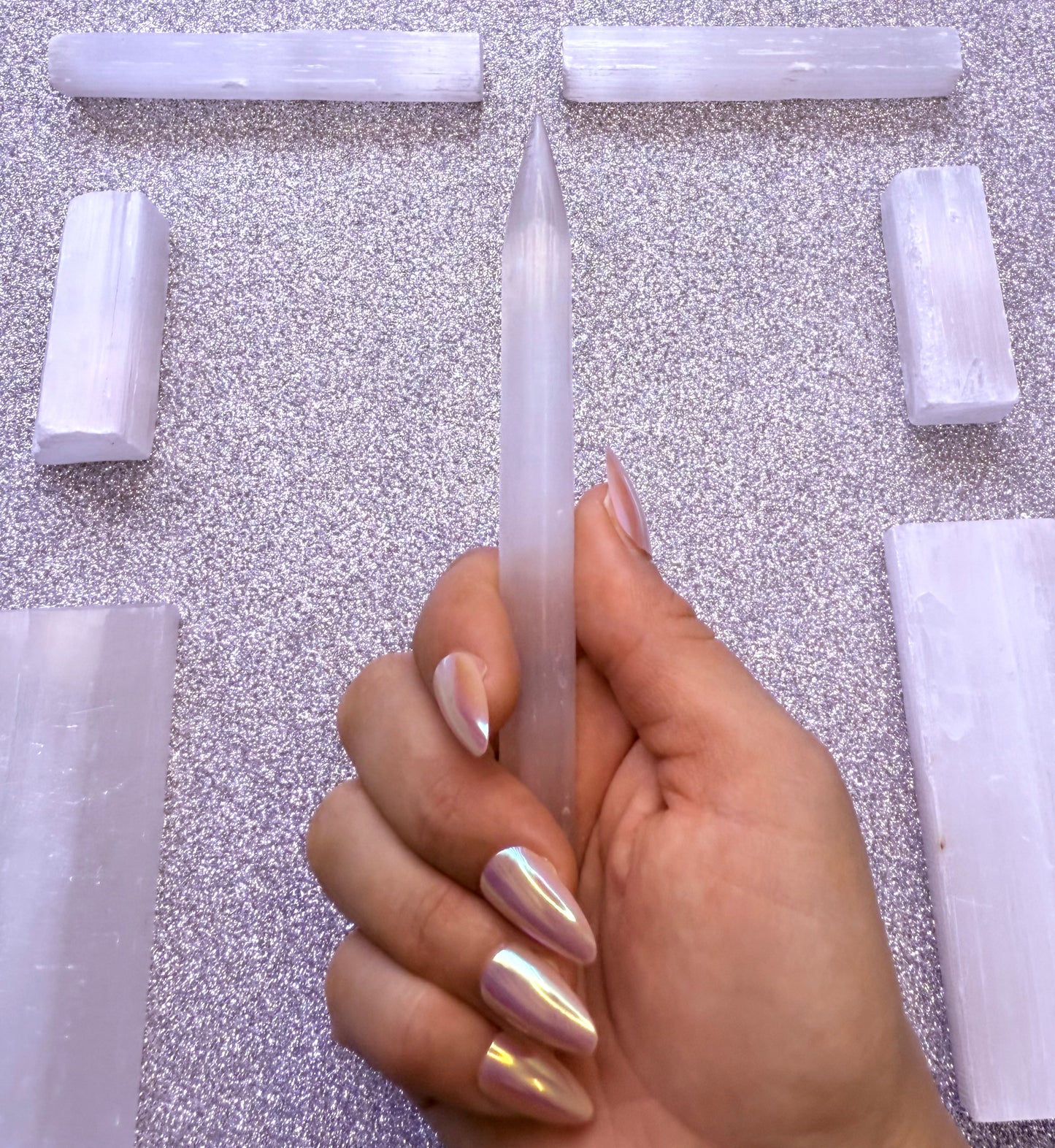 Selenite Polished Point Pencil Wand Crystal Carving 37g